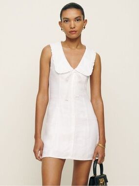 chinese dress ladies Reformation Pink Gavina Off The Shoulder Linen Mini Dress – House Of  Huntington